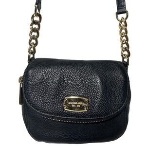 Michael Kors Leather Chain Strap Crossbody Bag‎ Blue with Gold Hardware